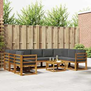 Zunanja garnitura za sedenje 10 pcs Naravna in antracitna