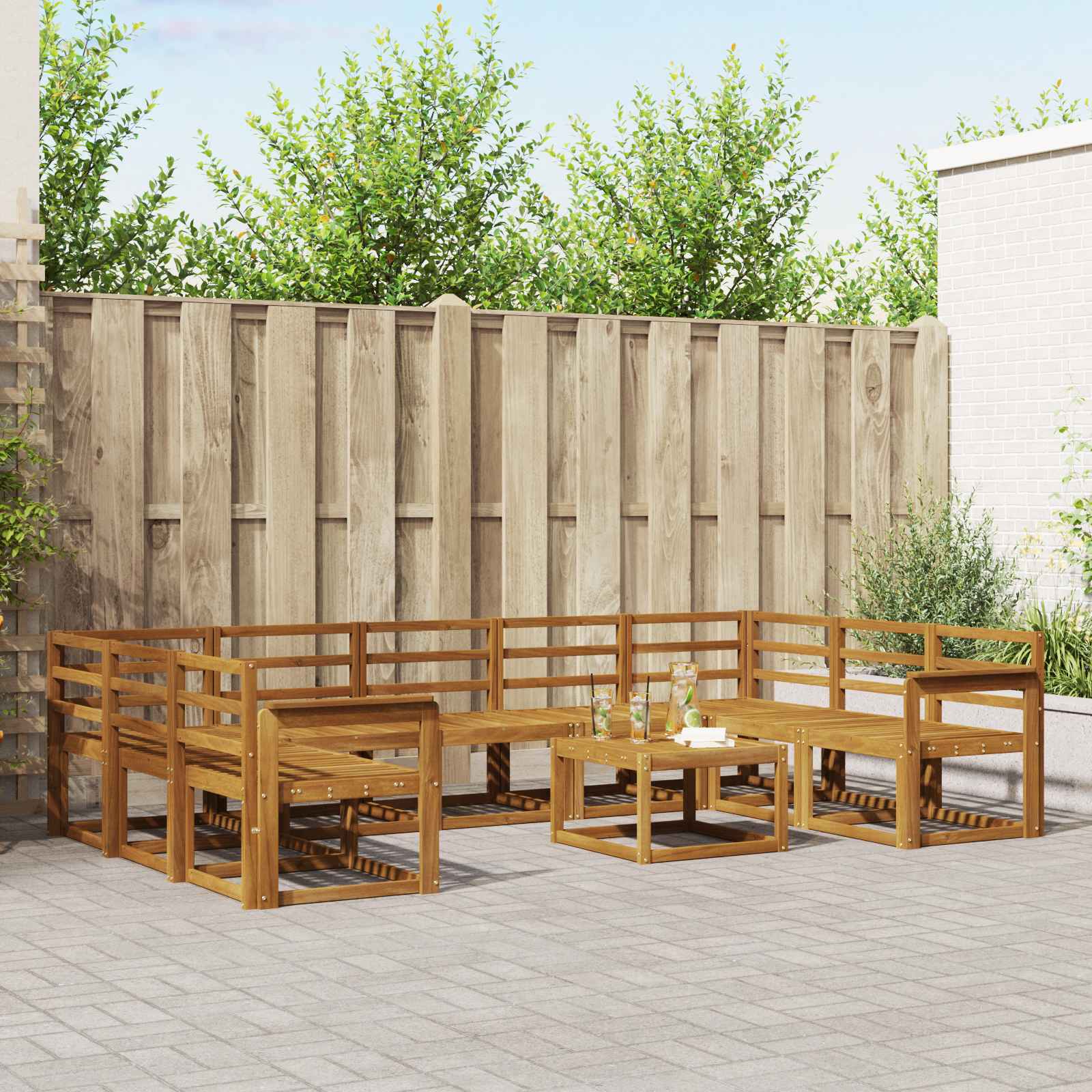 Zunanja garnitura za sedenje 10 pcs Naravna Masiven les akacije