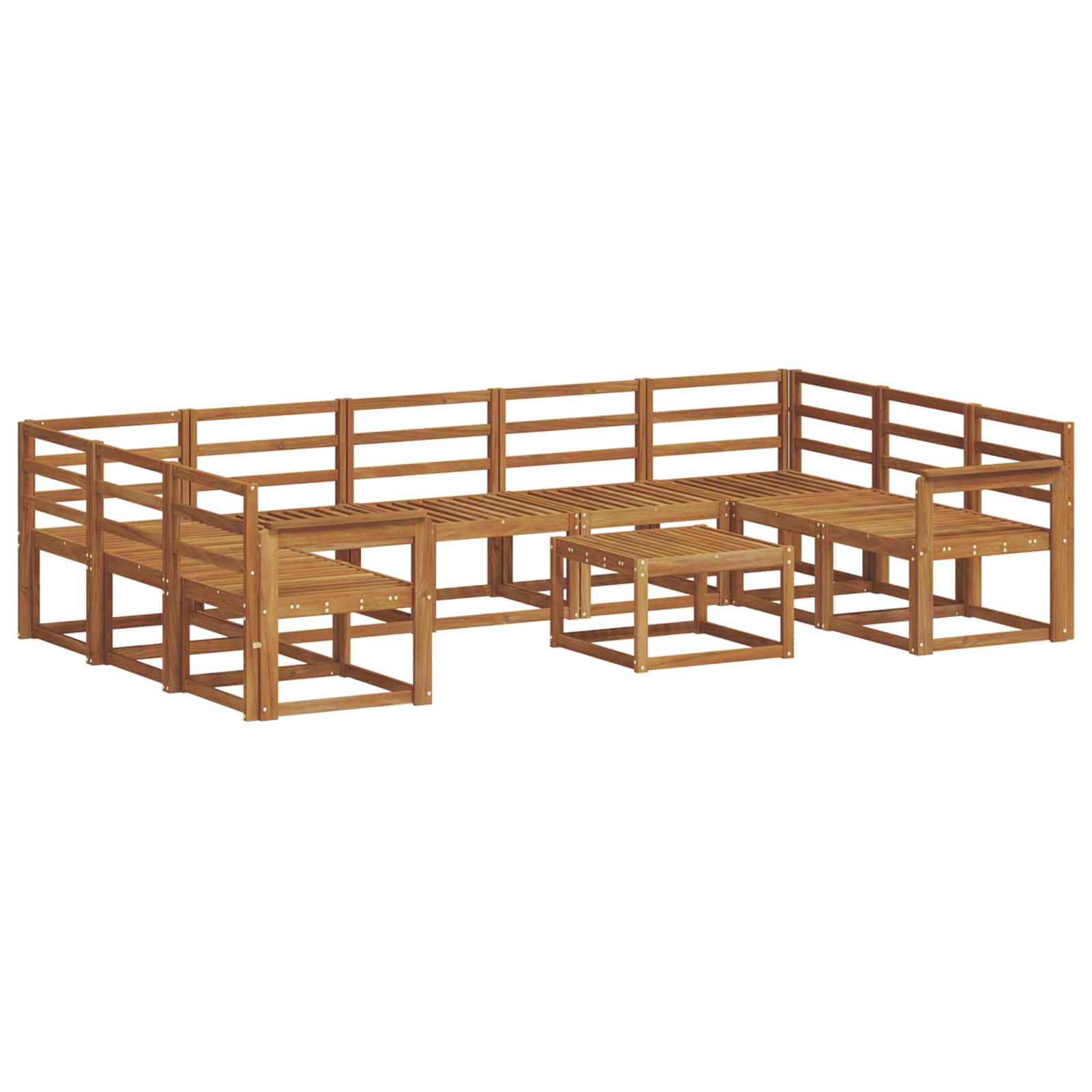 Zunanja garnitura za sedenje 10 pcs Naravna Masiven les akacije - slika 2