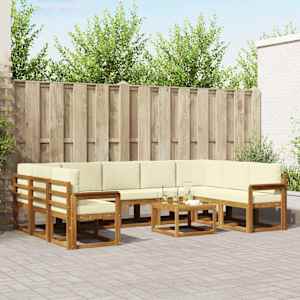 Zunanja garnitura za sedenje 10 pcs Naravna in smetana