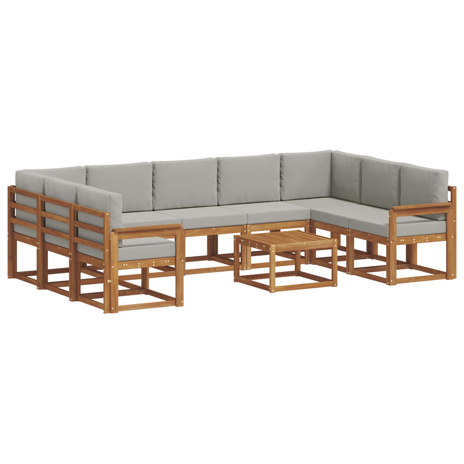 Thumbnail - vidaXL Outdoor-Sofagarnitur mit Kissen 10 pcs Natürlich und Hellgrau