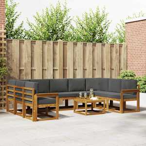 Zunanja garnitura za sedenje 10 pcs Naravna in antracitna