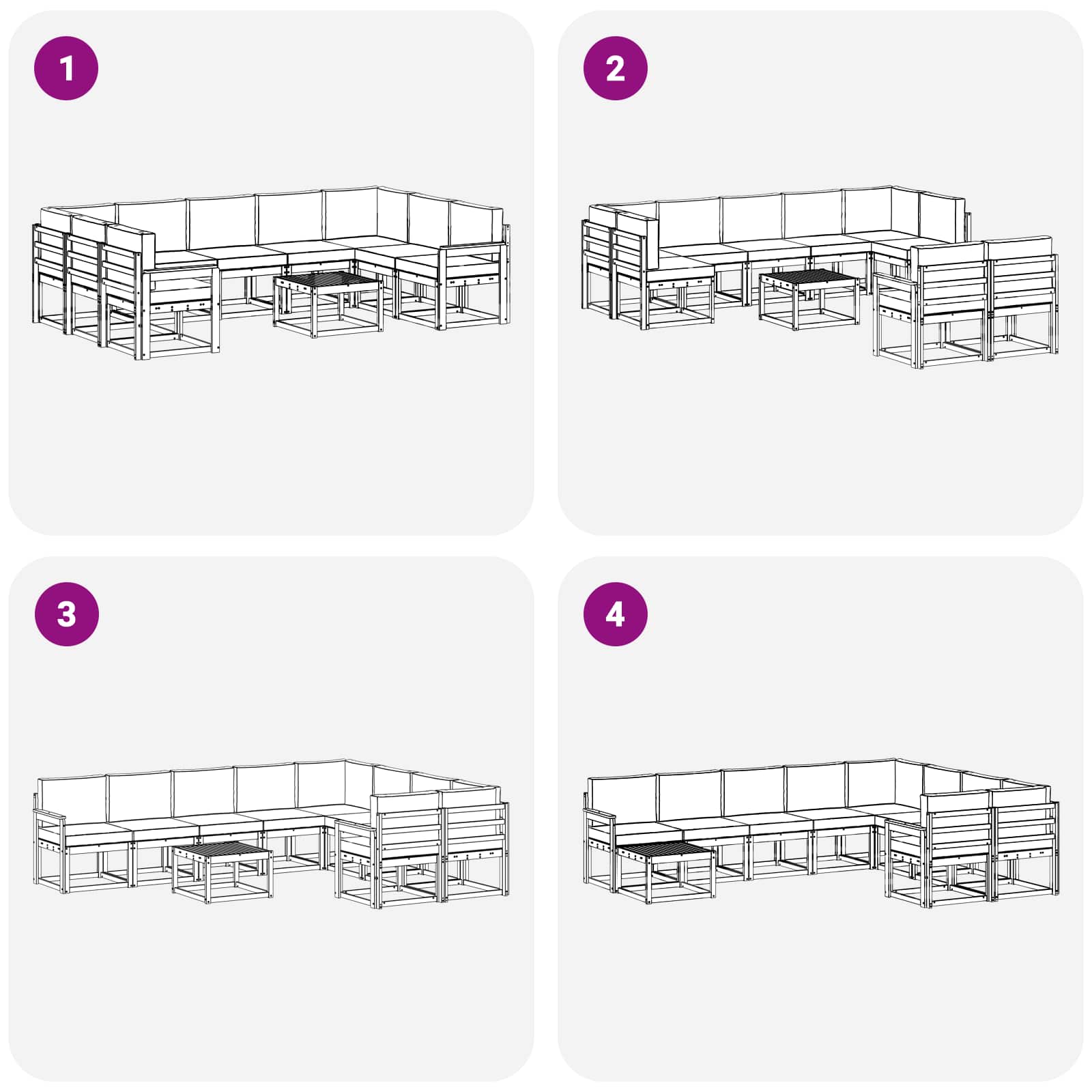 Zunanja garnitura za sedenje z blazino 10 pcs Naravna in bež - slika 8