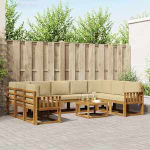 Zunanja garnitura za sedenje z blazino 10 pcs Naravna in bež