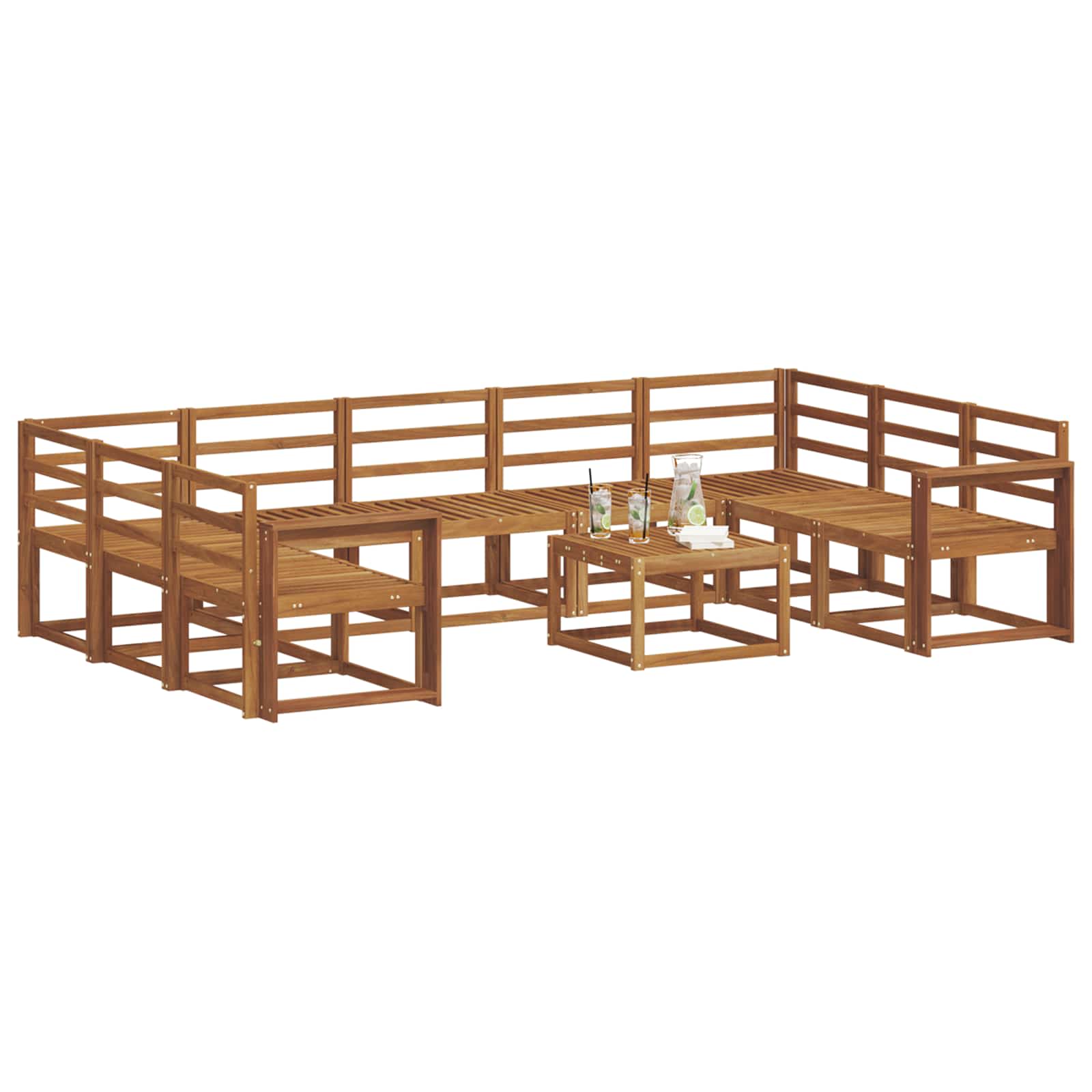 Buiten bankenset 10 pcs Naturel Massief Acaciahout image 3