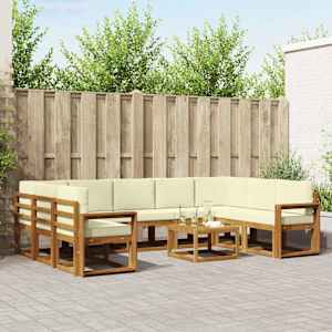 Zunanja garnitura za sedenje 10 pcs Naravna in smetana