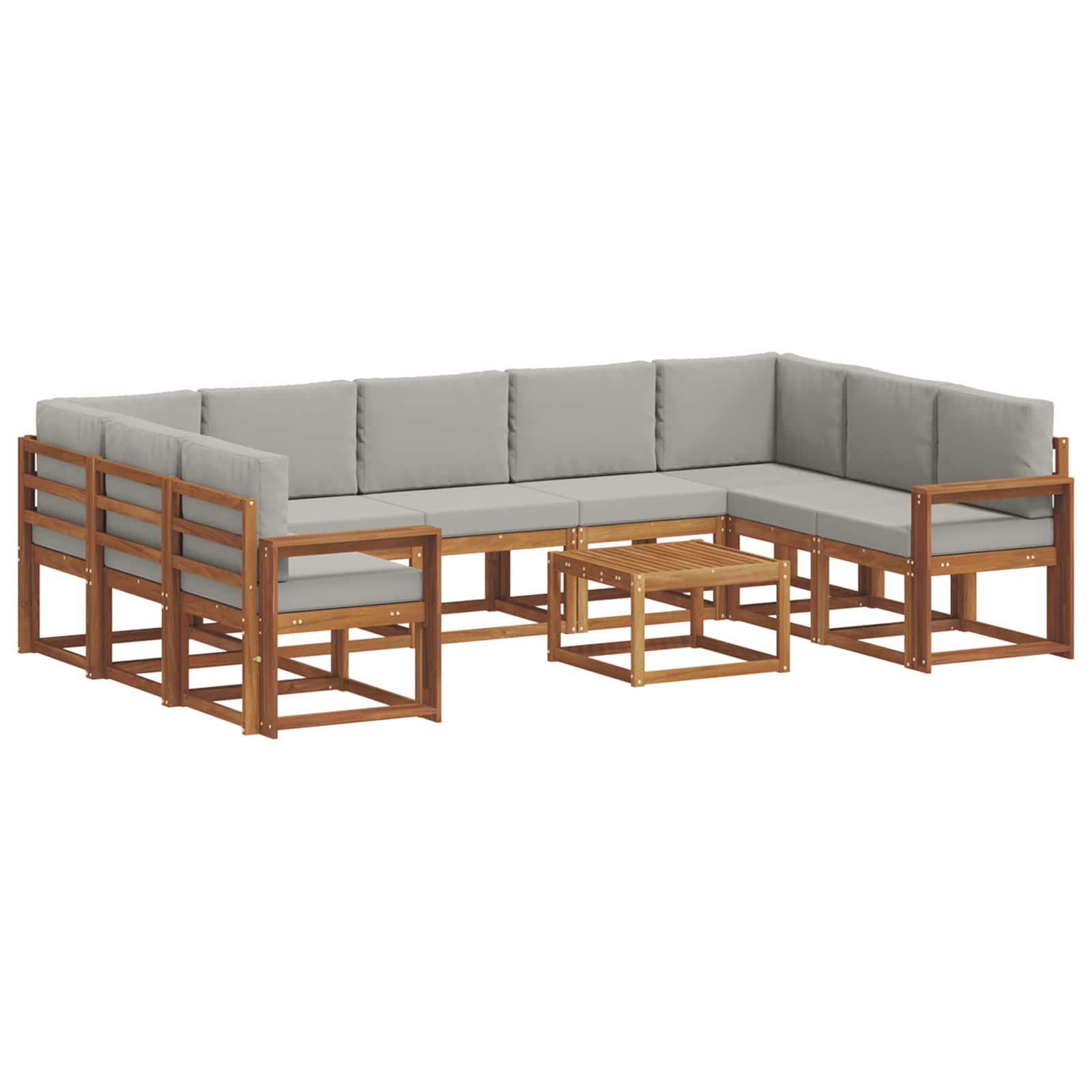 Zunanja garnitura za sedenje 10 pcs Naravna in svetlo siva - slika 2