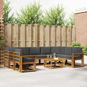 Zunanja garnitura za sedenje 10 pcs Naravna in antracitna