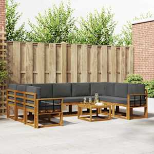 Zunanja garnitura za sedenje 10 pcs Naravna in antracitna