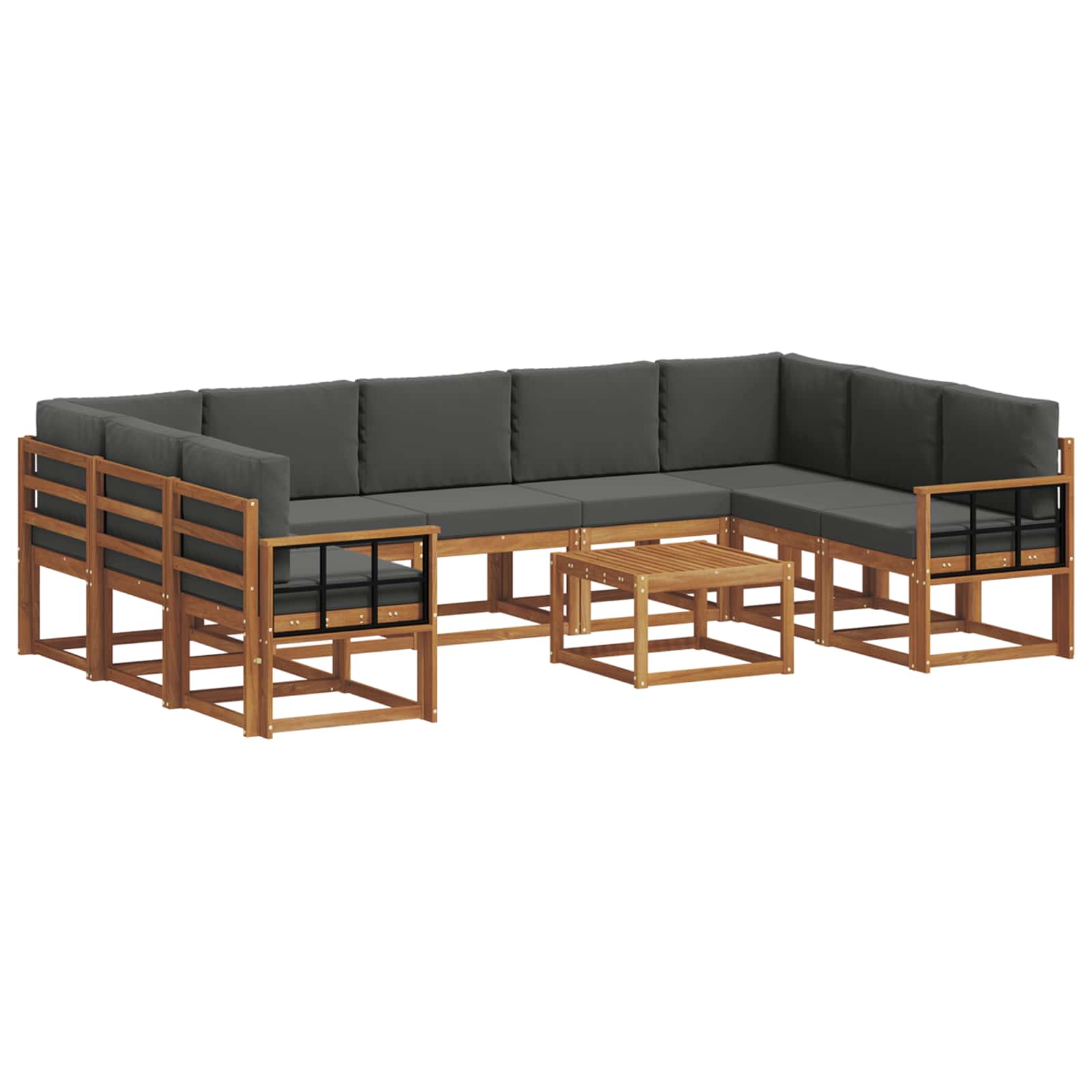 Zunanja garnitura za sedenje 10 pcs Naravna in antracitna - slika 2