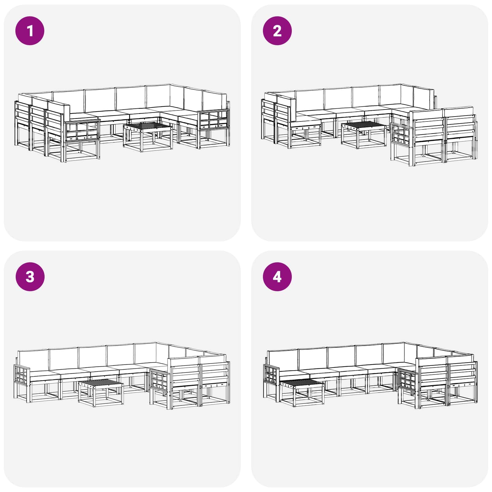 Zunanja garnitura za sedenje 10 pcs Naravna in antracitna - slika 8