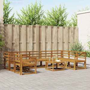 Zunanja garnitura za sedenje 10 pcs Naravna Masiven les akacije