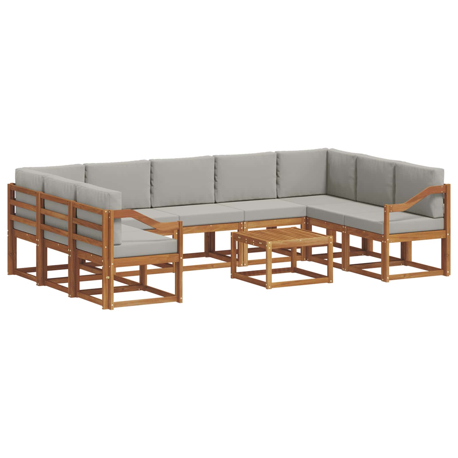 Zunanja garnitura za sedenje 10 pcs Naravna in svetlo siva - slika 2