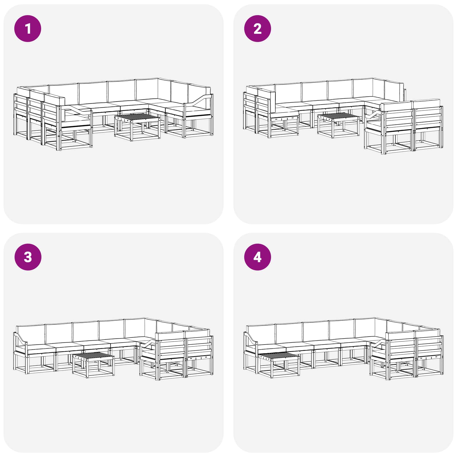 Zunanja garnitura za sedenje 10 pcs Naravna in svetlo siva - slika 8