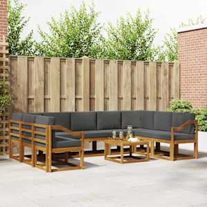 Zunanja garnitura za sedenje 10 pcs Naravna in antracitna