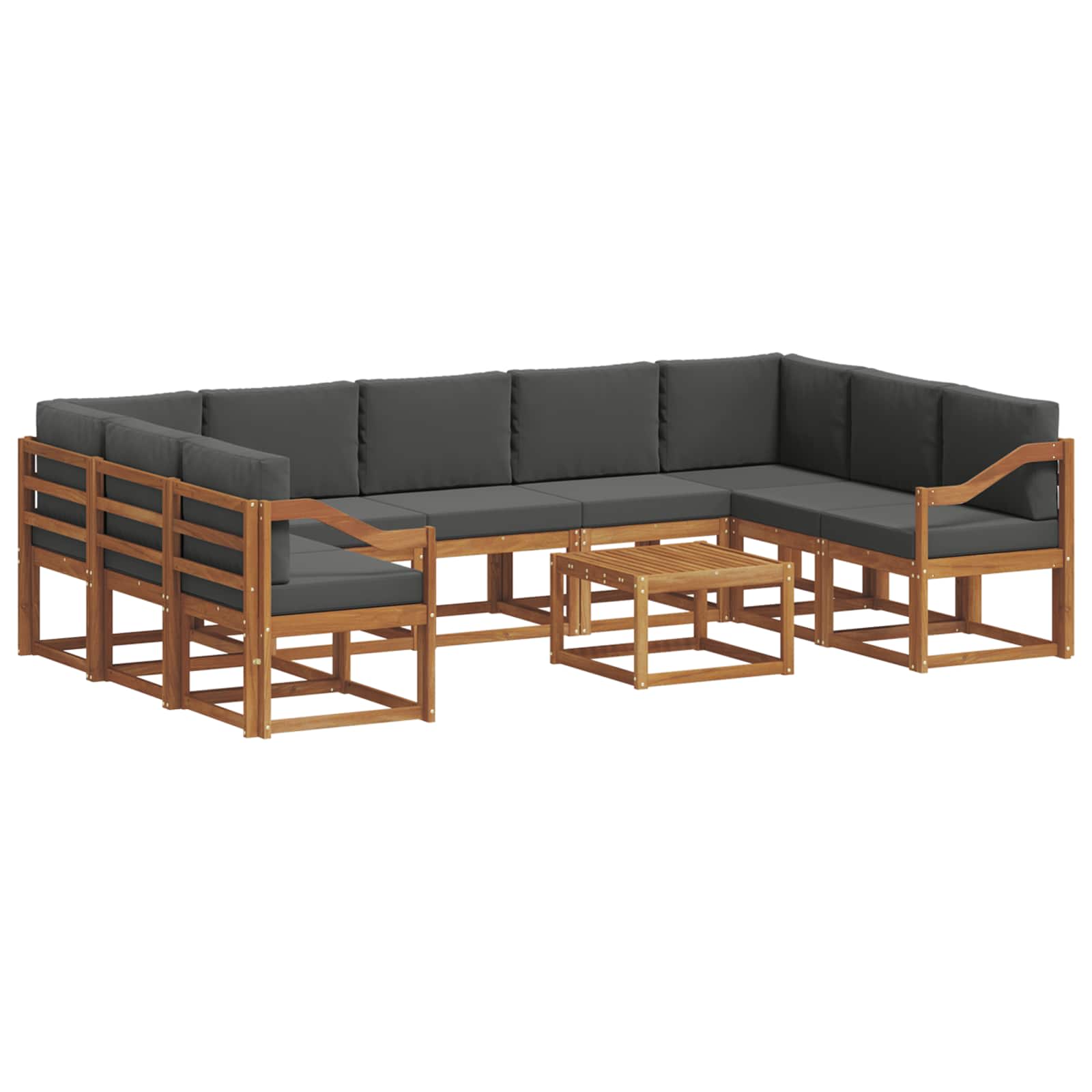 Zunanja garnitura za sedenje 10 pcs Naravna in antracitna - slika 2