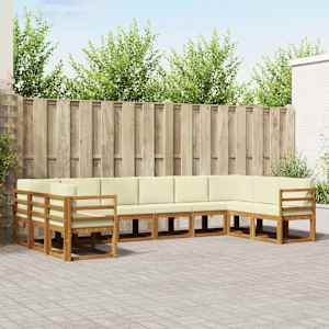 Zunanja garnitura za sedenje 10 pcs Naravna in smetana