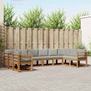 Zunanja garnitura za sedenje 10 pcs Naravna in svetlo siva