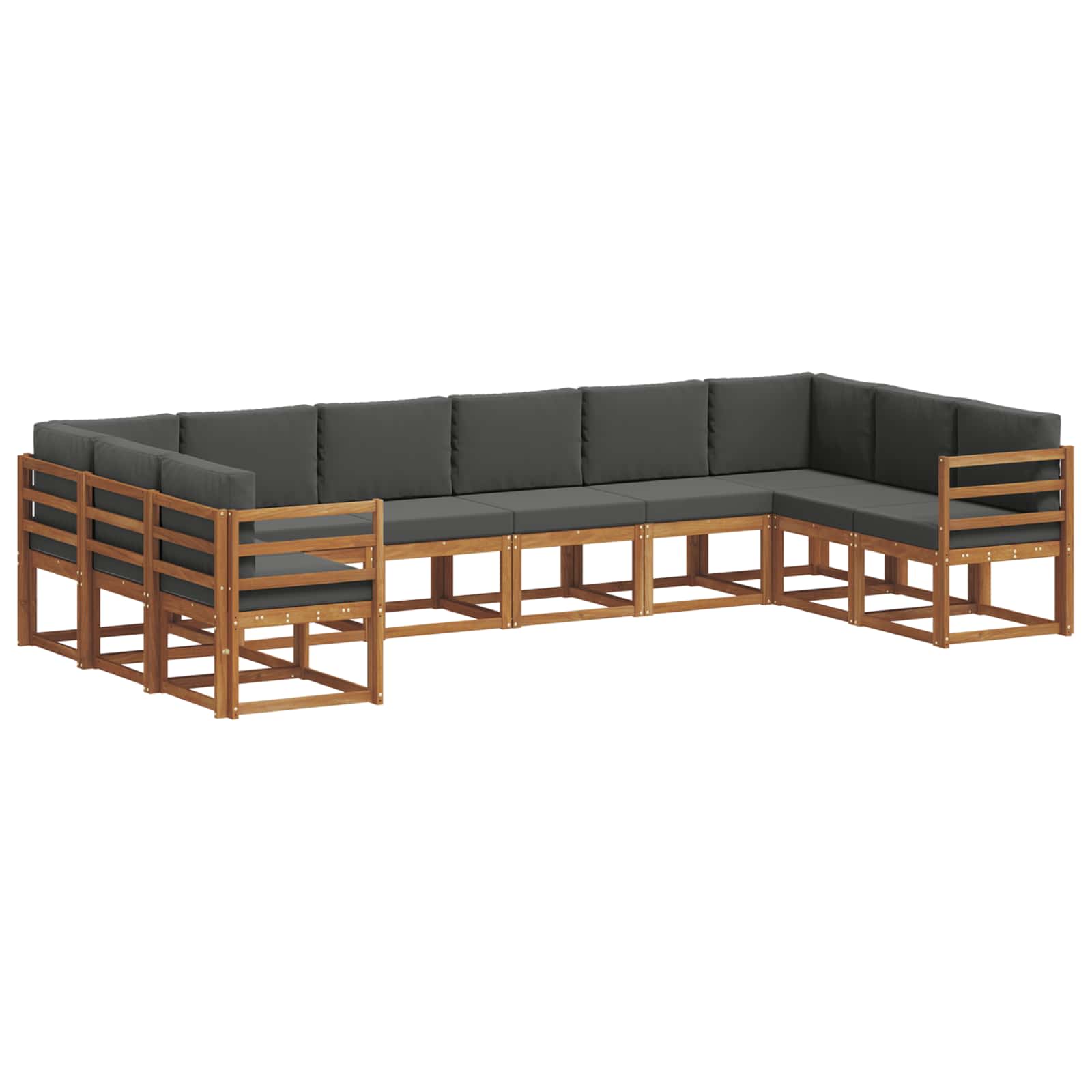 Thumbnail - vidaXL Outdoor-Sofagarnitur mit Kissen 10 pcs Natur und Anthrazit