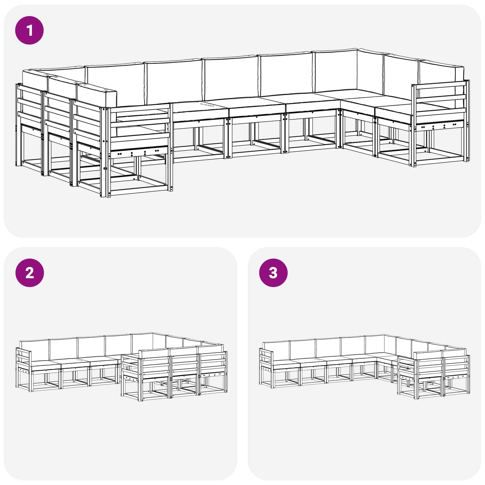Zunanja garnitura za sedenje 10 pcs Naravna in antracitna - slika 7