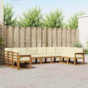 Zunanja garnitura za sedenje 10 pcs Naravna in smetana