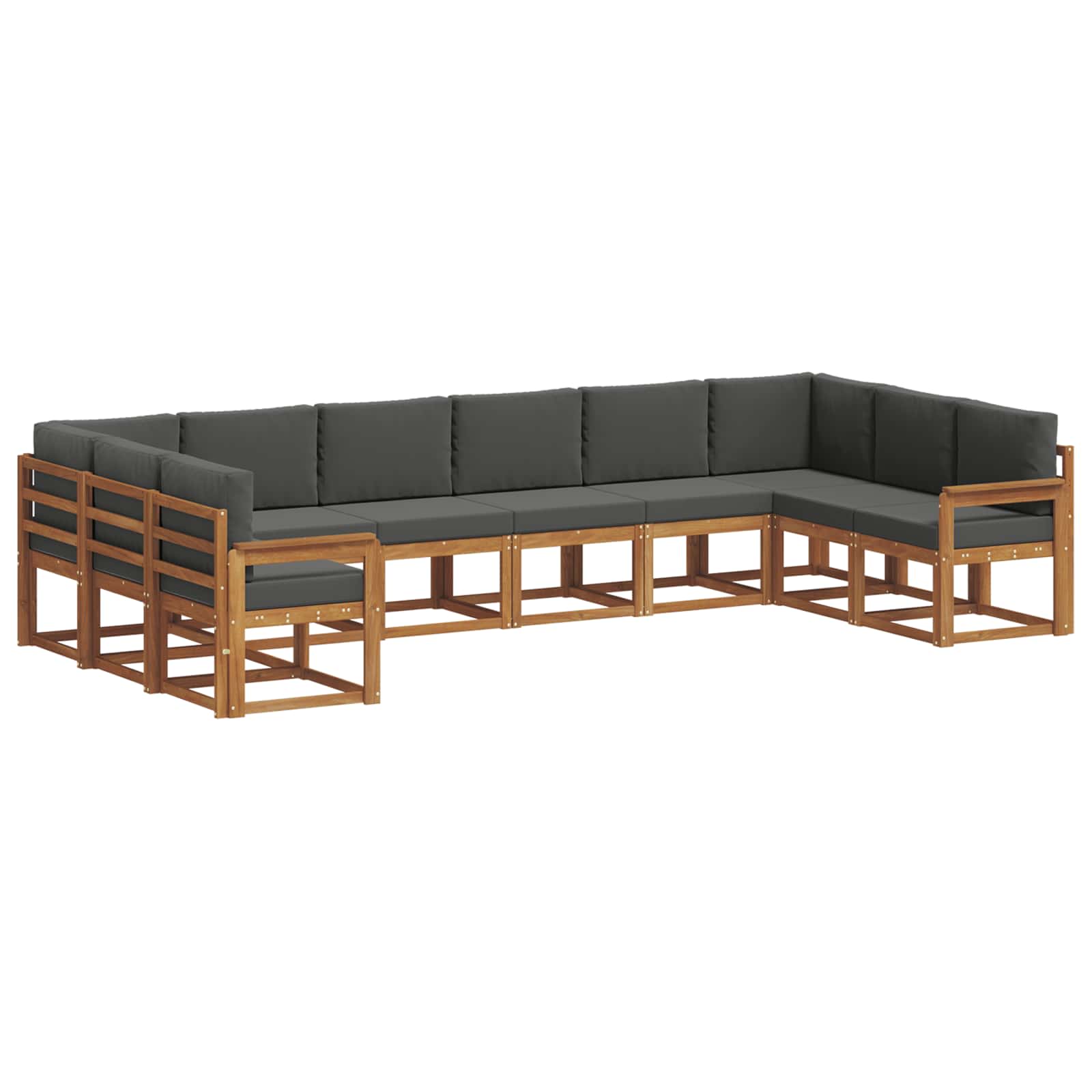 Thumbnail - vidaXL Outdoor-Sofagarnitur mit Kissen 10 pcs Natur und Anthrazit