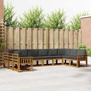 Zunanja garnitura za sedenje 10 pcs Naravna in antracitna