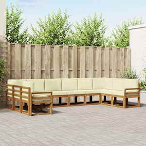 Zunanja garnitura za sedenje 10 pcs Naravna in smetana