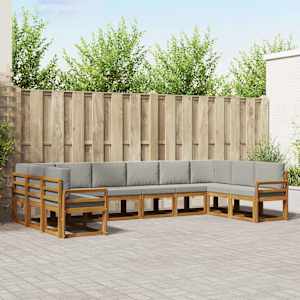 Zunanja garnitura za sedenje 10 pcs Naravna in svetlo siva