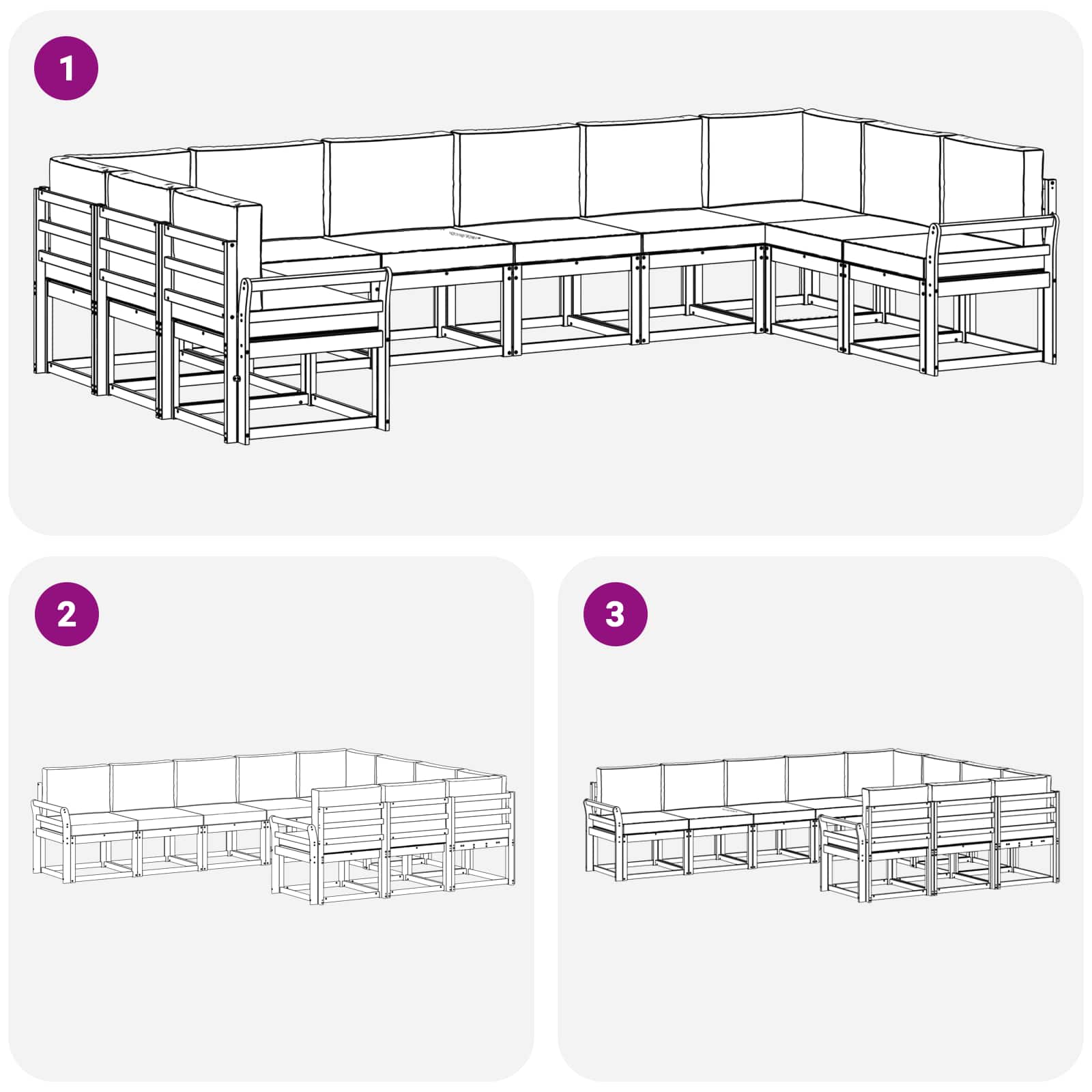 Zunanja garnitura za sedenje z blazino 10 pcs Naravna in bež - slika 7