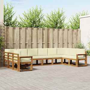 Zunanja garnitura za sedenje 10 pcs Naravna in smetana