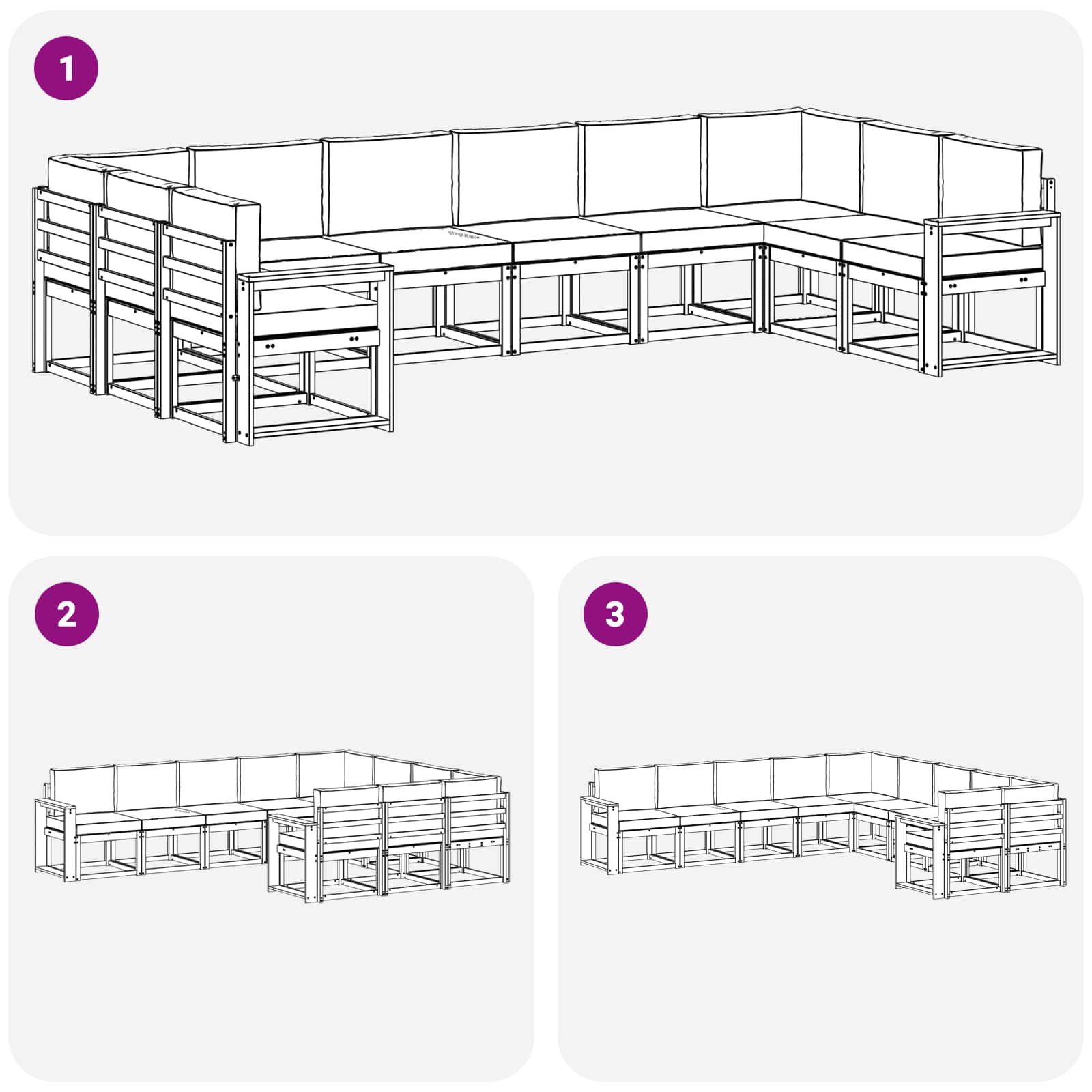 Zunanja garnitura za sedenje 10 pcs Naravna in smetana - slika 7