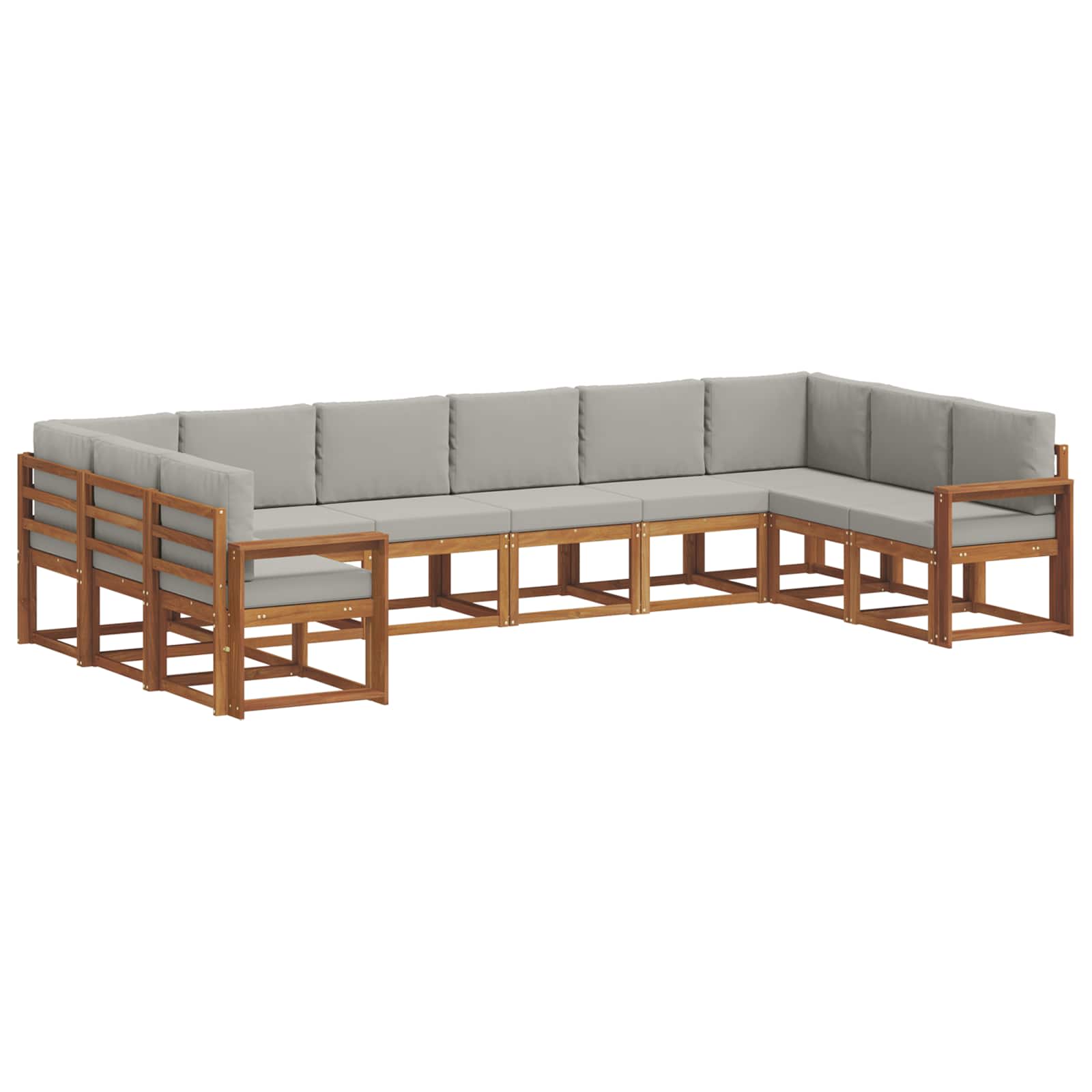 Thumbnail - vidaXL Outdoor-Sofagarnitur mit Kissen 10 pcs Natürlich und Hellgrau