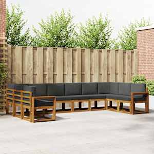 Zunanja garnitura za sedenje 10 pcs Naravna in antracitna