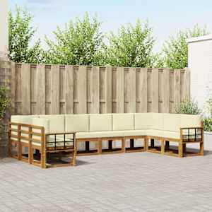 Zunanja garnitura za sedenje 10 pcs Naravna in smetana