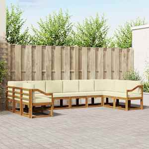 Zunanja garnitura za sedenje 10 pcs Naravna in smetana