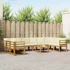 Zunanja garnitura za sedenje 11 pcs Naravna in smetana