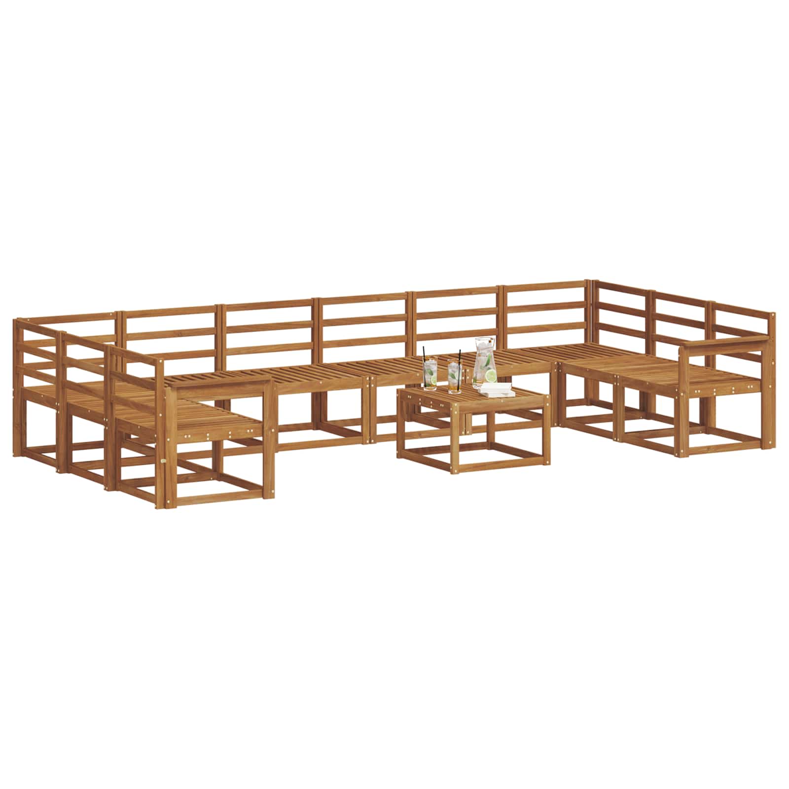 Buiten bankenset 11 pcs Naturel Massief Acaciahout image 3