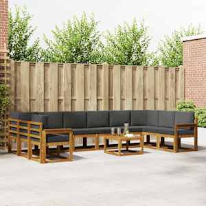 Zunanja garnitura za sedenje 11 pcs Naravna in antracitna