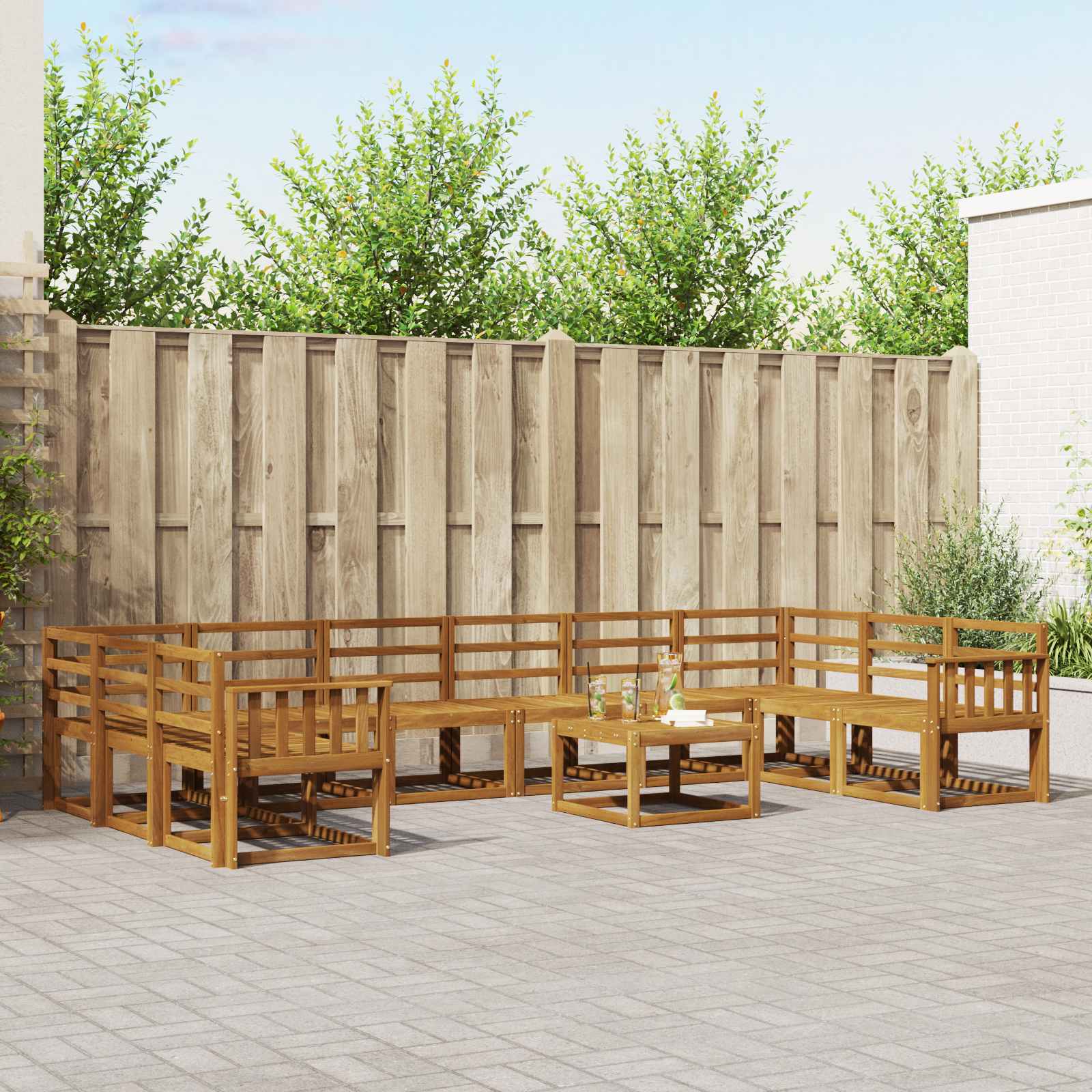 Buiten bankenset 11 pcs Naturel Massief Acaciahout image 1