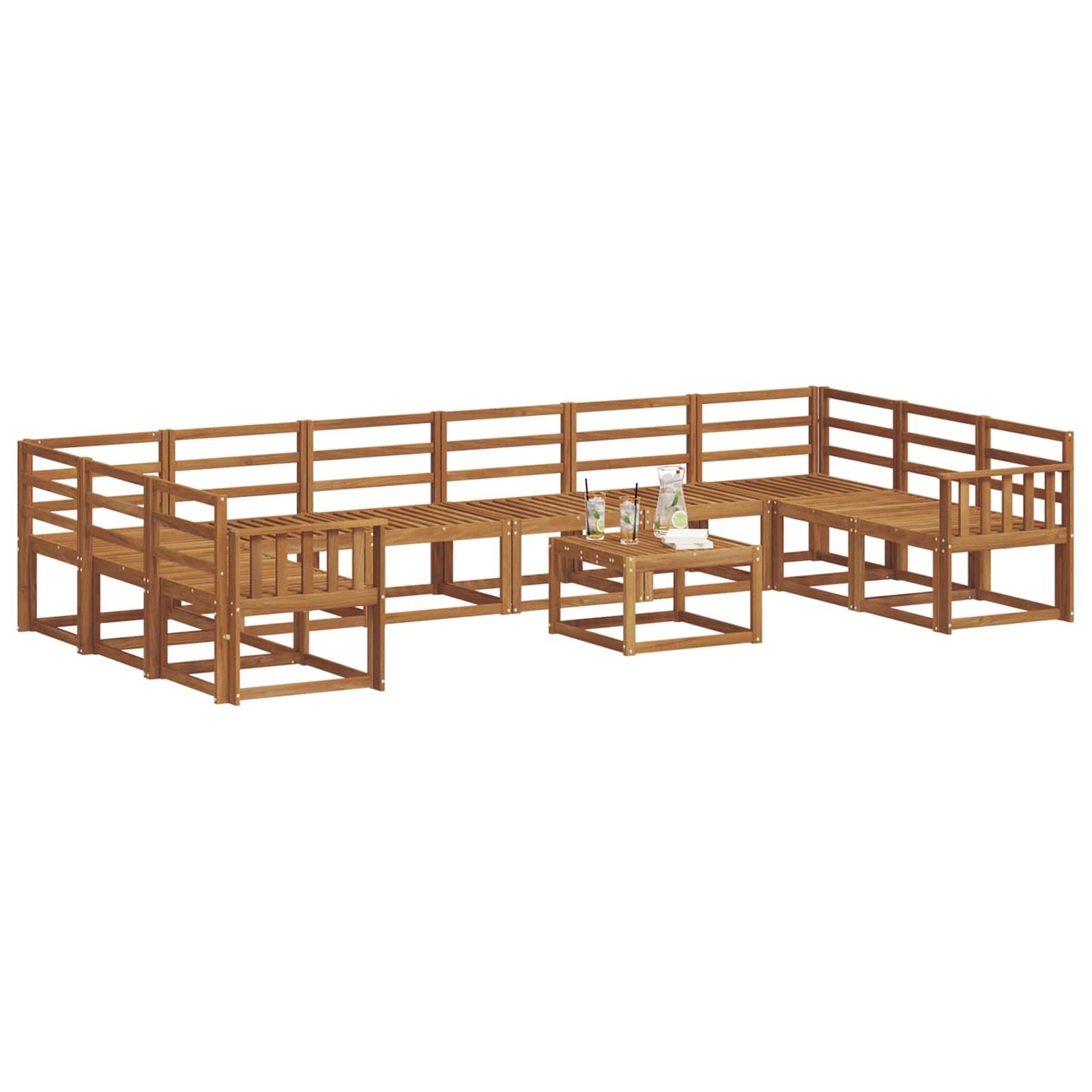 Buiten bankenset 11 pcs Naturel Massief Acaciahout image 3