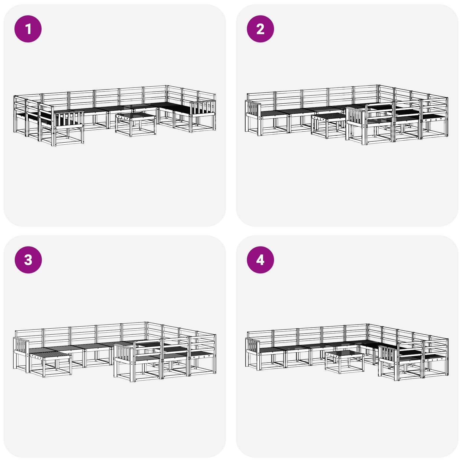Buiten bankenset 11 pcs Naturel Massief Acaciahout image 9