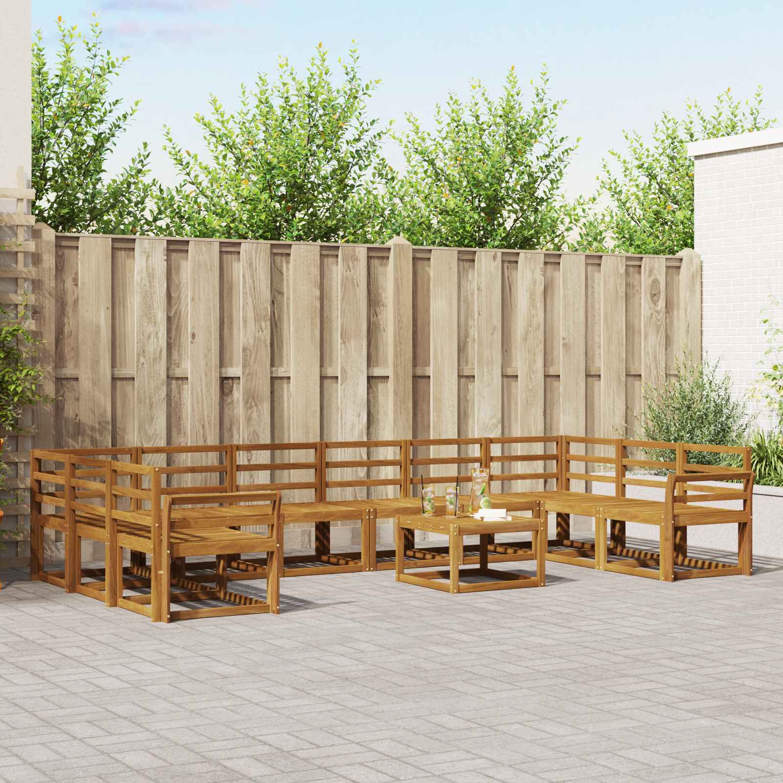 Buiten bankenset 11 pcs Naturel Massief Acaciahout image 1