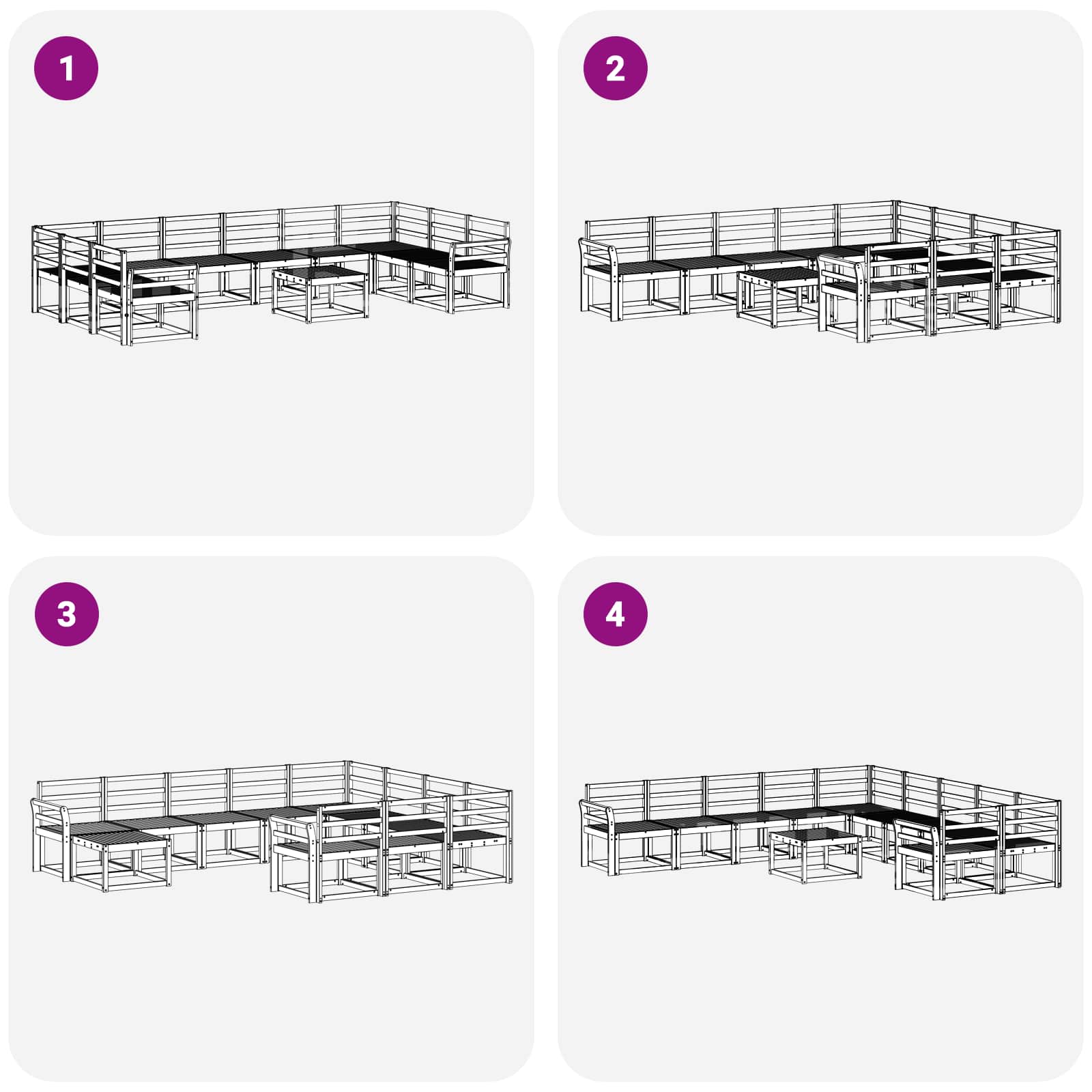 Buiten bankenset 11 pcs Naturel Massief Acaciahout image 9