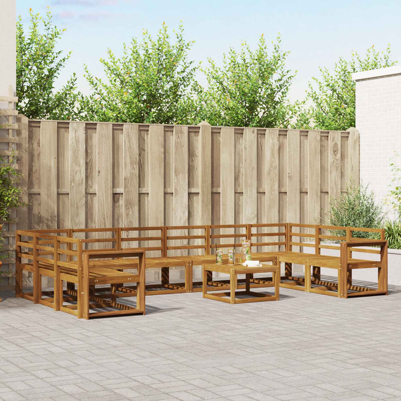 Buiten bankenset 11 pcs Naturel Massief Acaciahout image 1