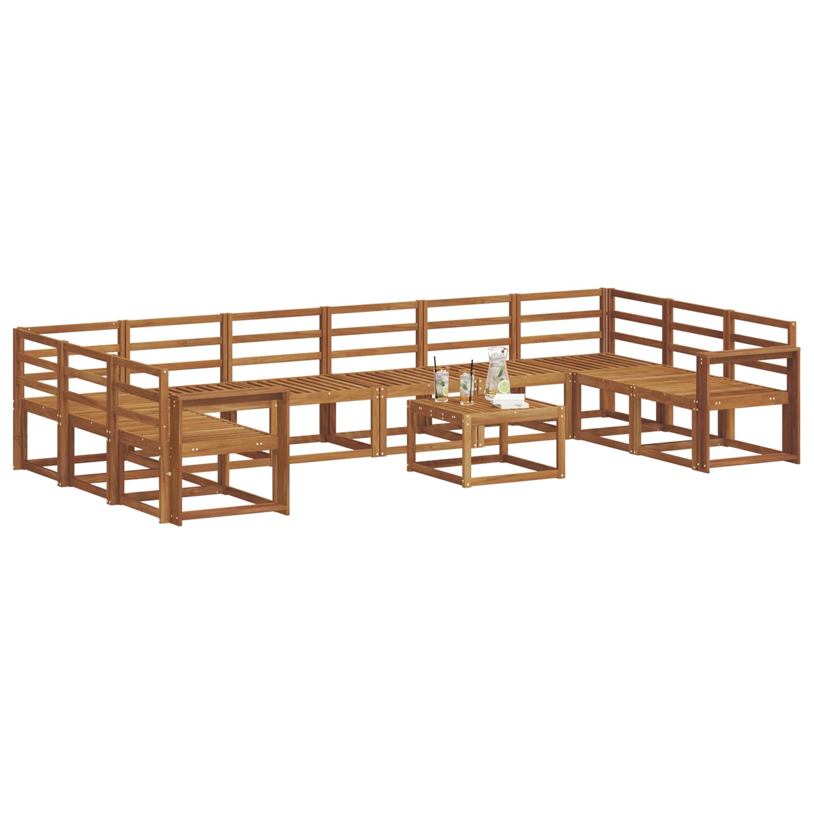 Buiten bankenset 11 pcs Naturel Massief Acaciahout image 3