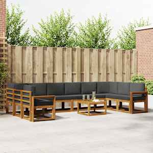 Zunanja garnitura za sedenje 11 pcs Naravna in antracitna