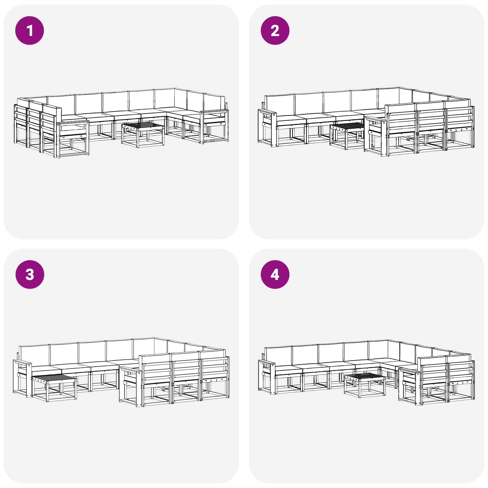 Zunanja garnitura za sedenje 11 pcs Naravna in antracitna - slika 8