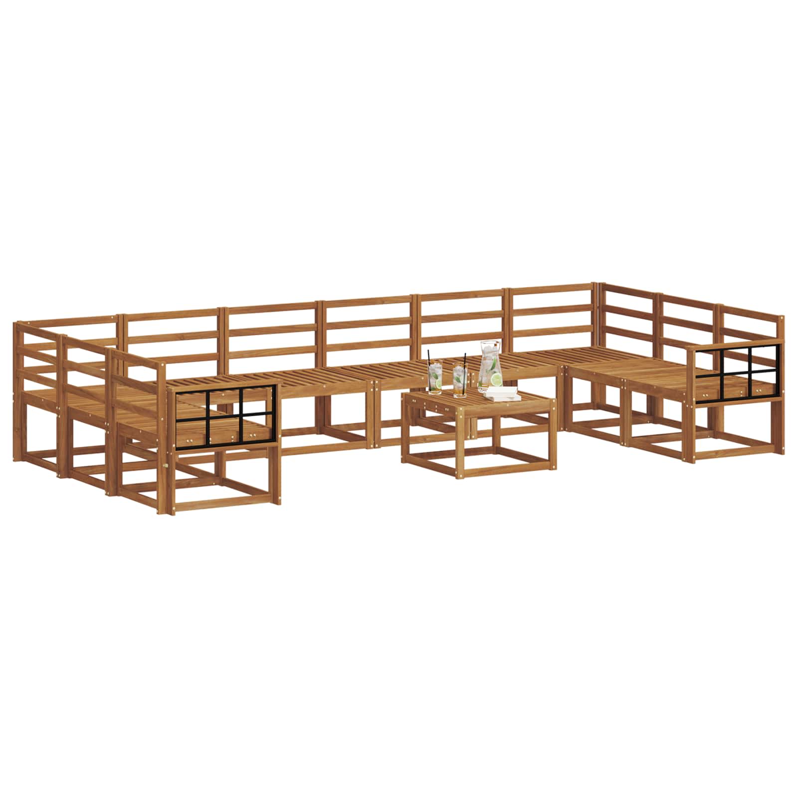 Buiten bankenset 11 pcs Naturel Massief Acaciahout image 3