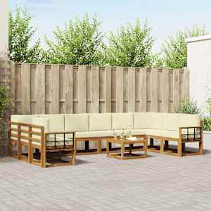 Zunanja garnitura za sedenje 11 pcs Naravna in smetana